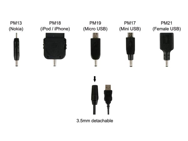 USB - 3.5мм разъем, кабель зарядного устройства + 5 разъемов