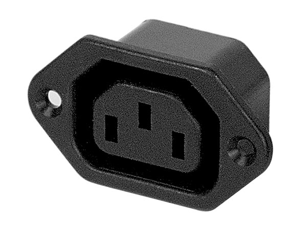 Power connector socket, chassis mount