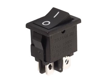 POWER ROCKER SWITCH 3A-250V DPST ON-OFF - BLACK