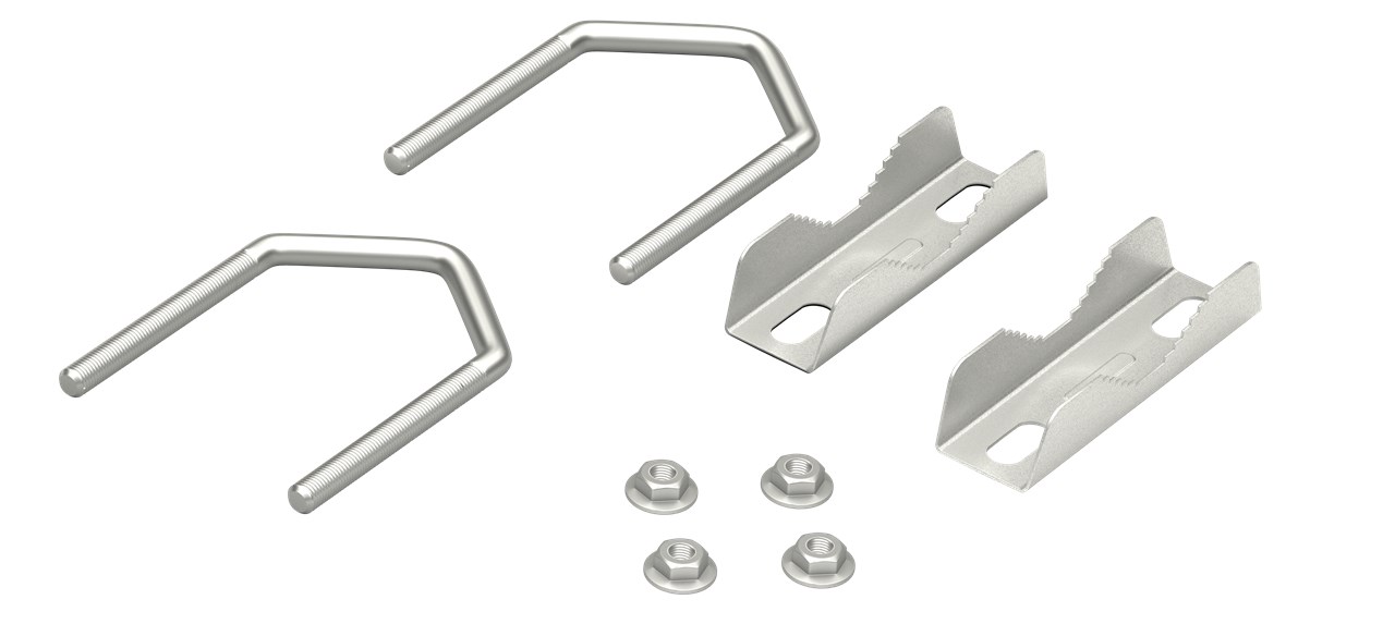 Set of 2 Claw Clamps and U-Bolts for Pipe Diameters up to 60 mm